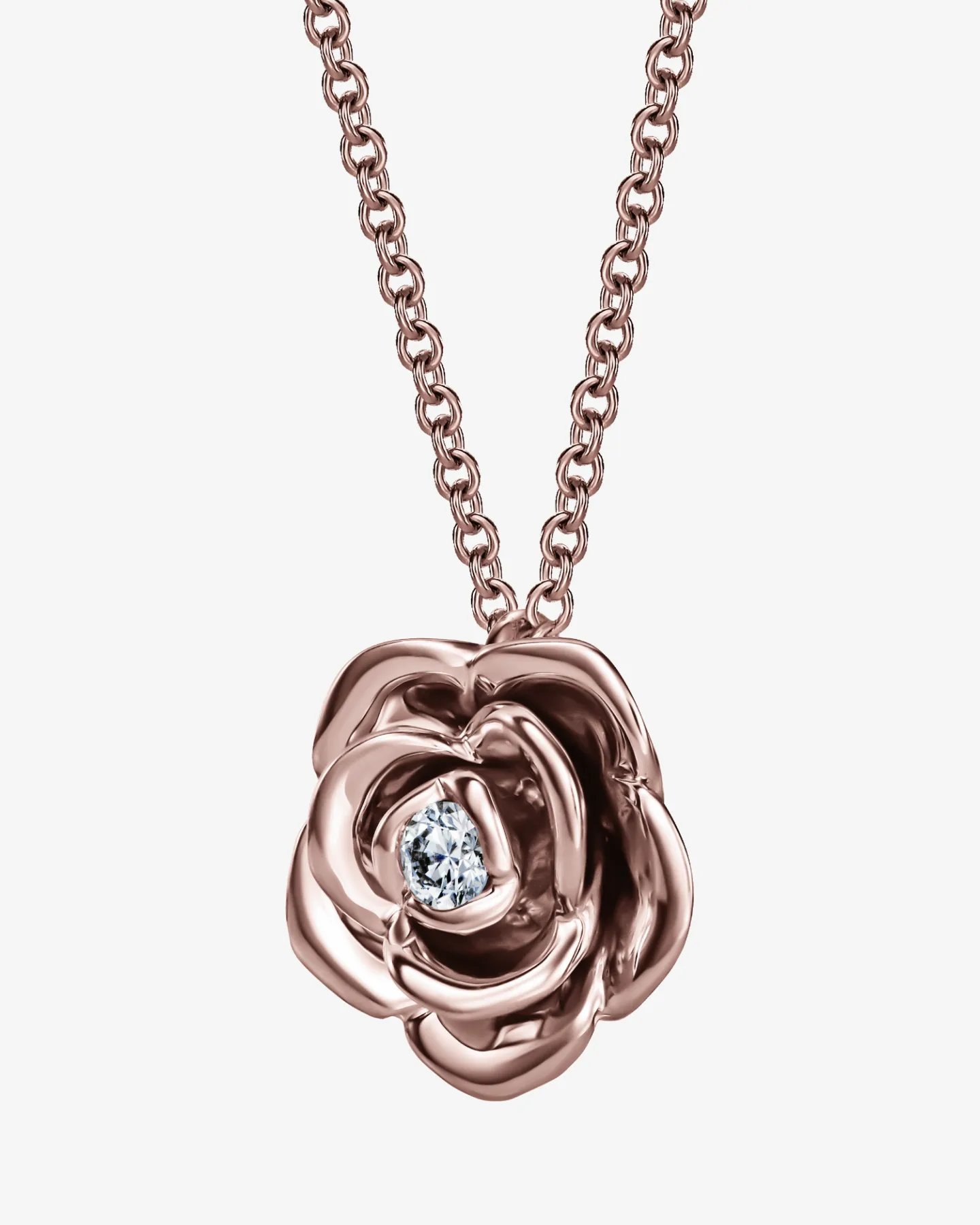 Naszyjnik Malma'Rose z zawieszką różą z diamentem 0.04 ct z różowego złota 585