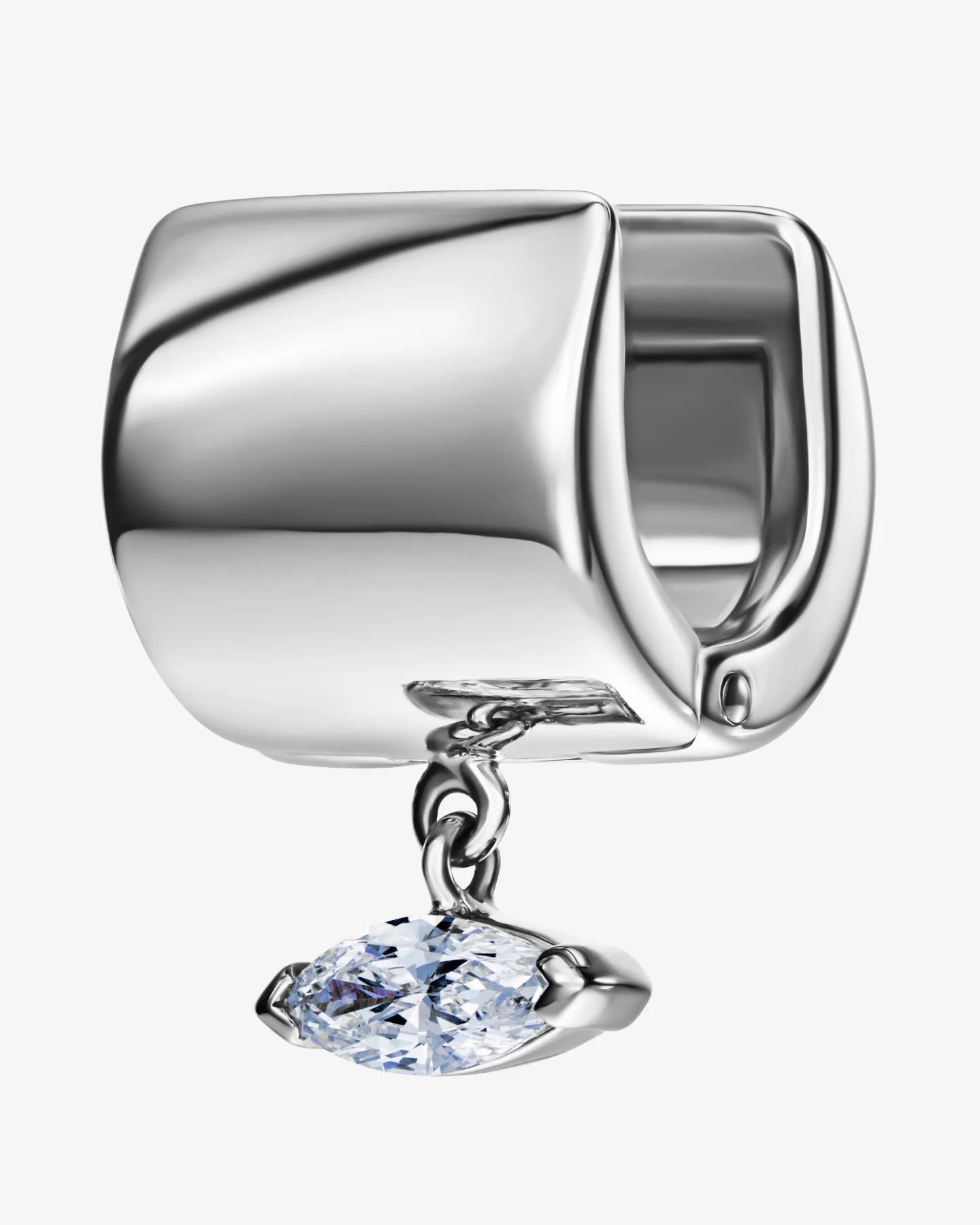 Kolczyk z wiszącym diamentem 0.15 ct w szlifie markiza