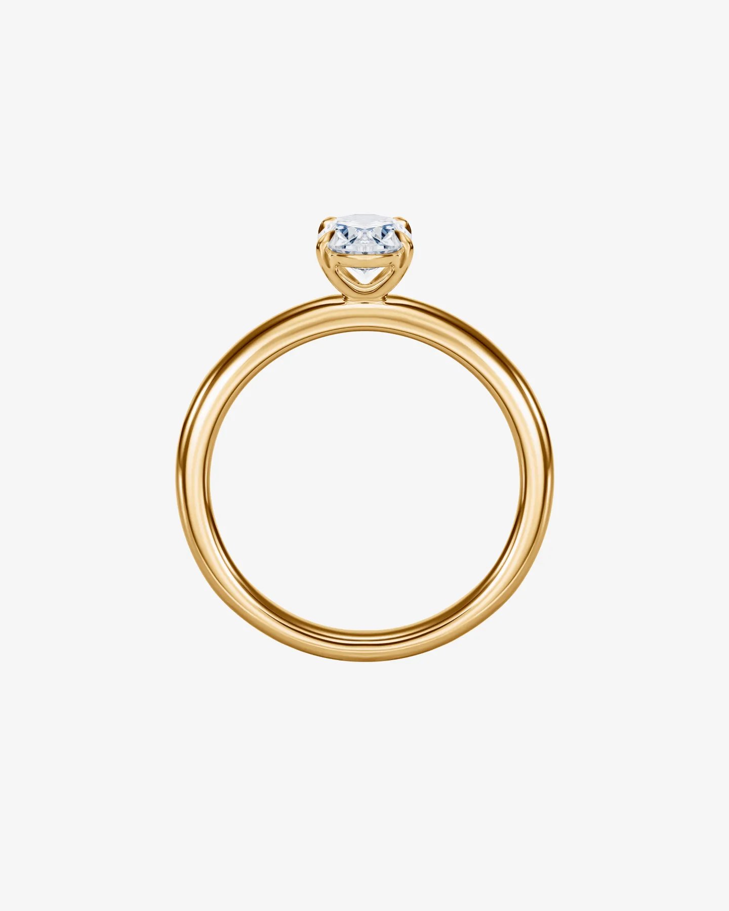 Pierścionek Signature Solitaire z brylantem 1 ct z żółtego złota 750 - profil korony i szyny