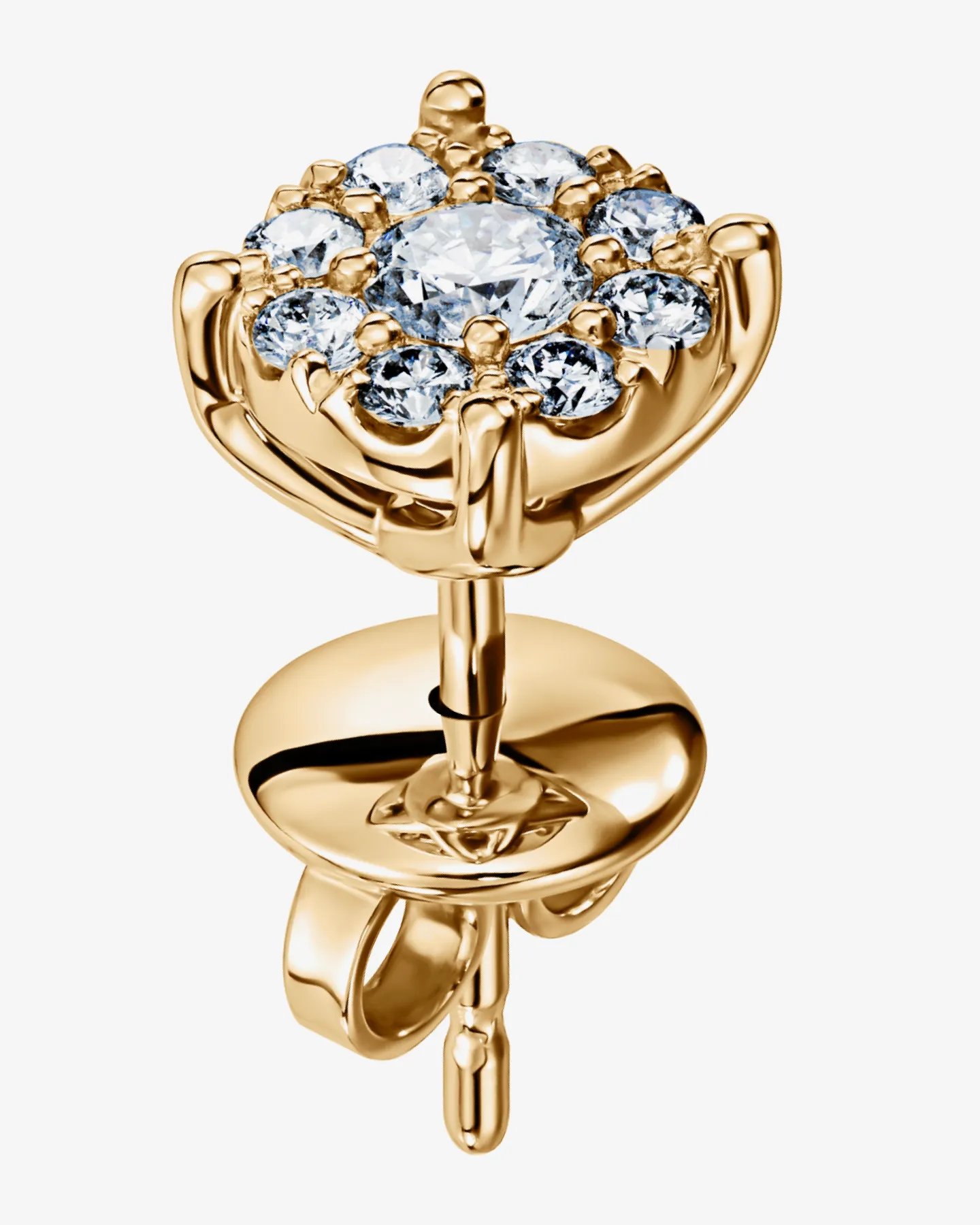 Kolczyki Fleur krótkie z żółtego złota 585 i brylantów 0.55 ct