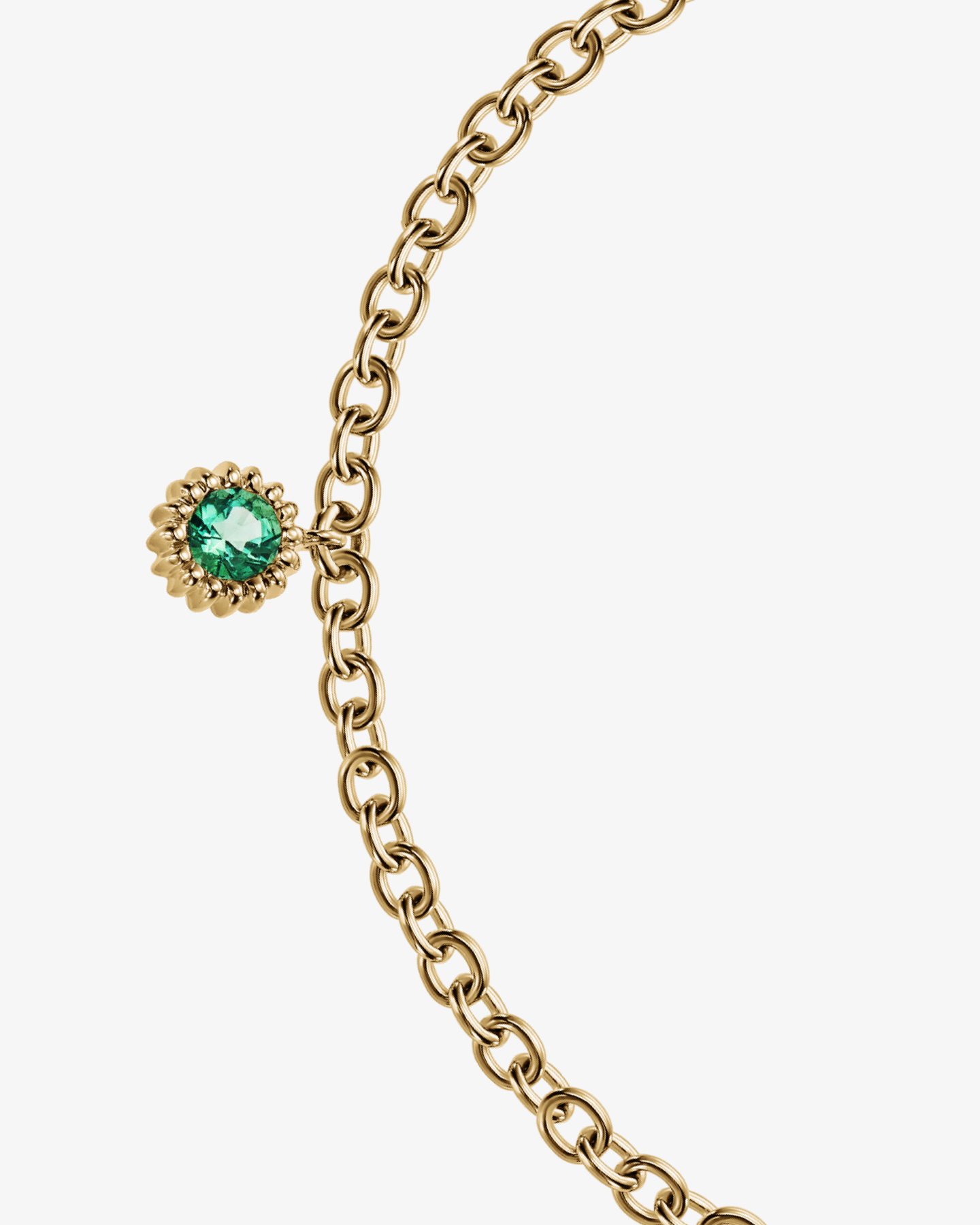 Bransoletka z żółtego złota 750 z zielonym szmaragdem 0.20 ct Louvre Cannelé 