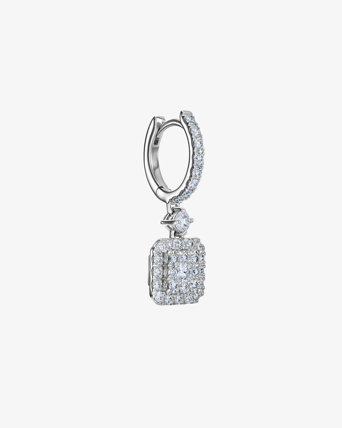 Kolczyki Louvre Carré wiszące w białym złocie 585 z brylantami 1.35 ct