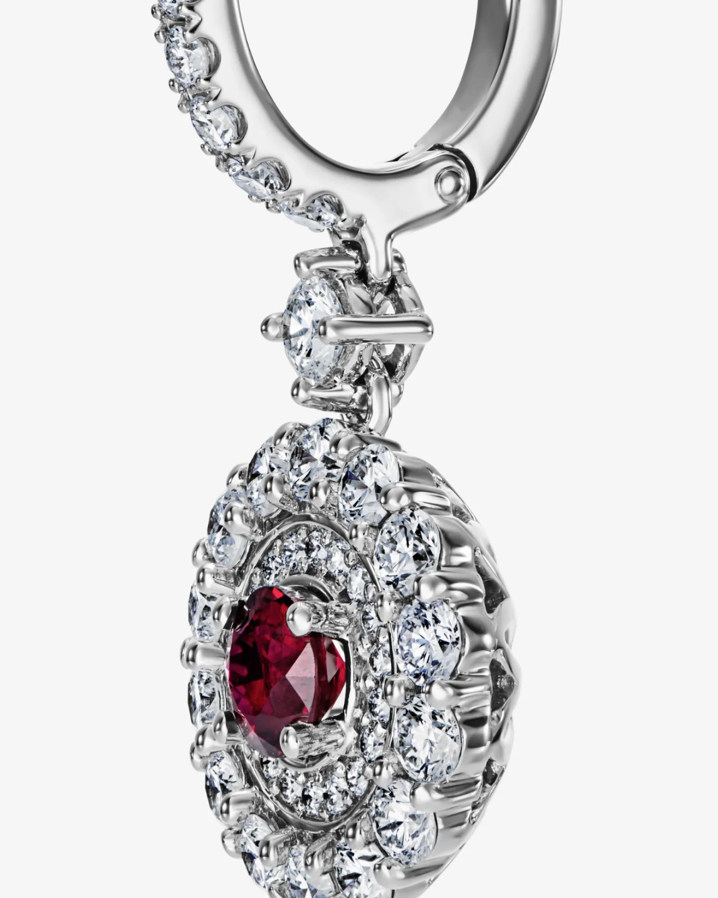 Kolczyki wiszące z brylantami i rubinami 0.85 ct - białe złoto 750