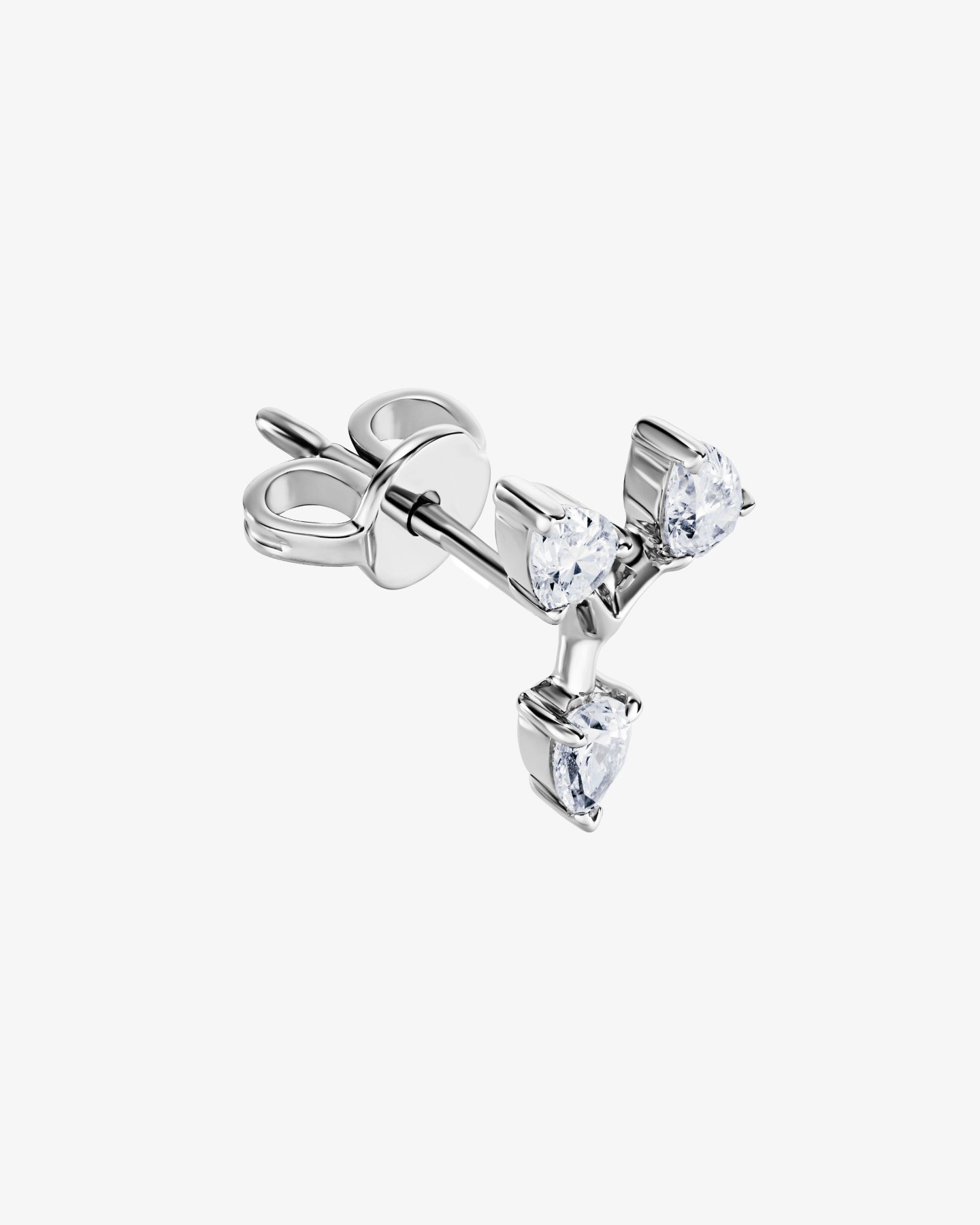 Kolczyk z trzema diamentami 0.30 ct w szlifie gruszki - białe złoto 750