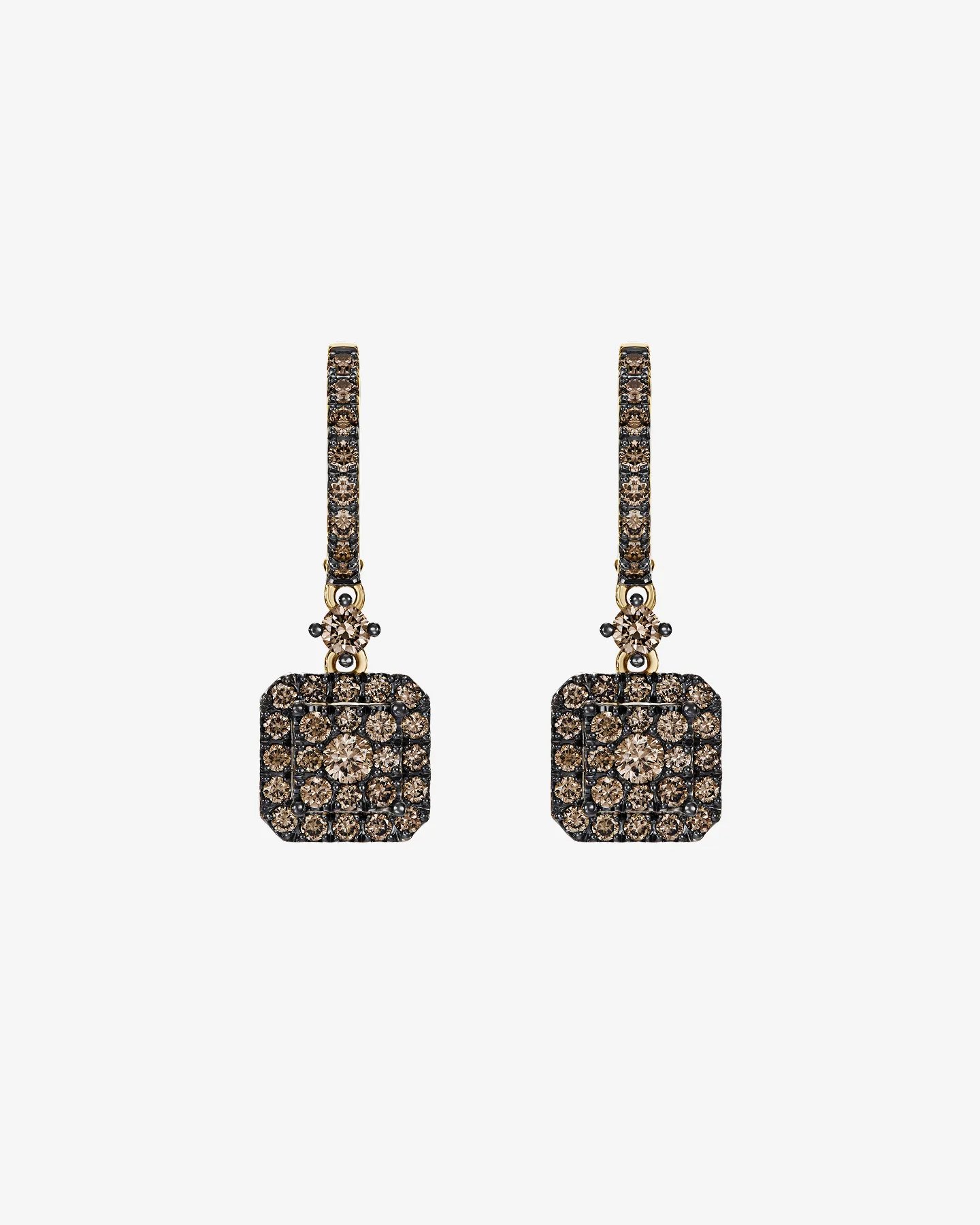 Kolczyki Louvre Carré z brązowymi diamentami