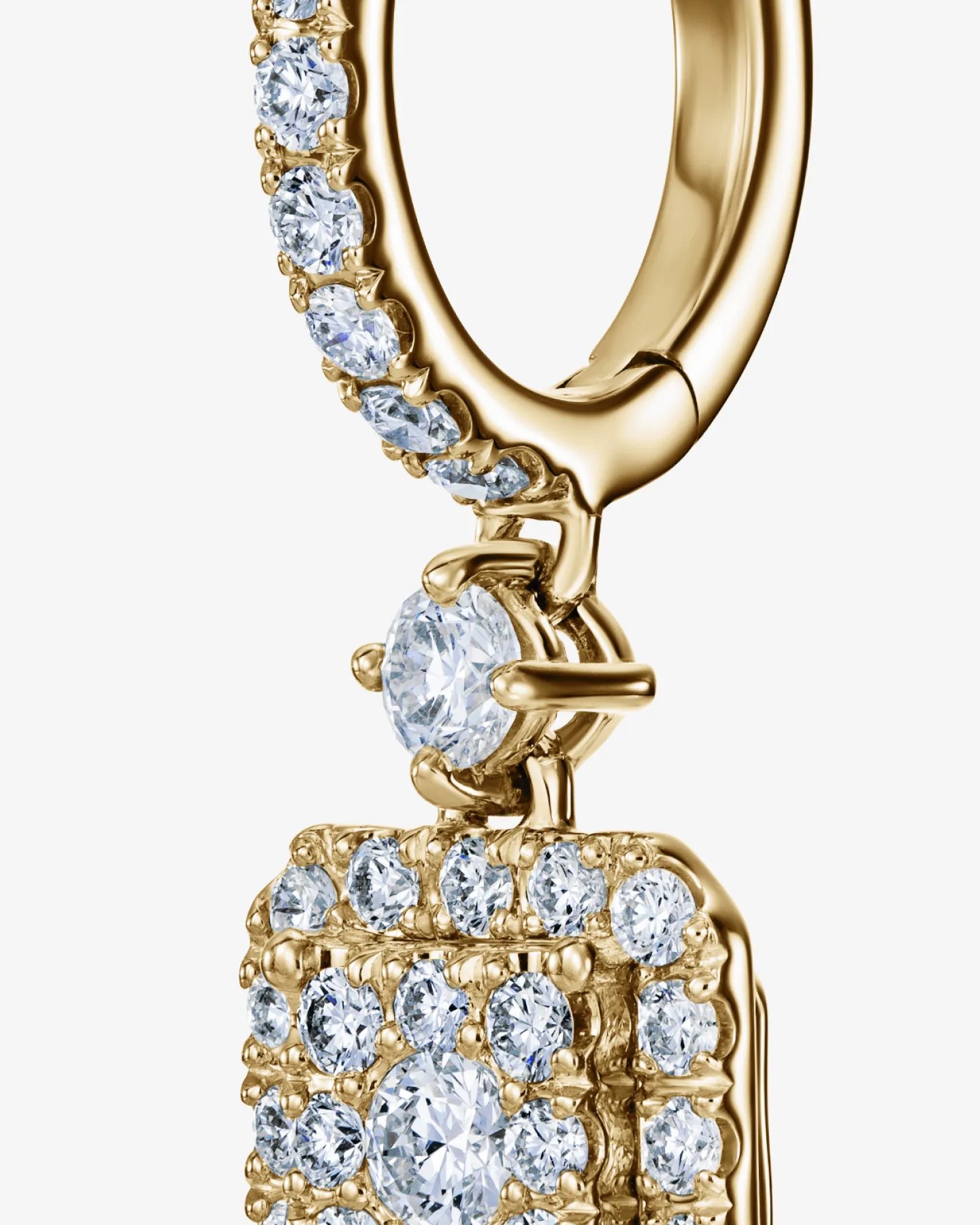 Kolczyki Louvre Carré wiszące - żółte złoto 585 i diamenty naturalne 1.35 ct