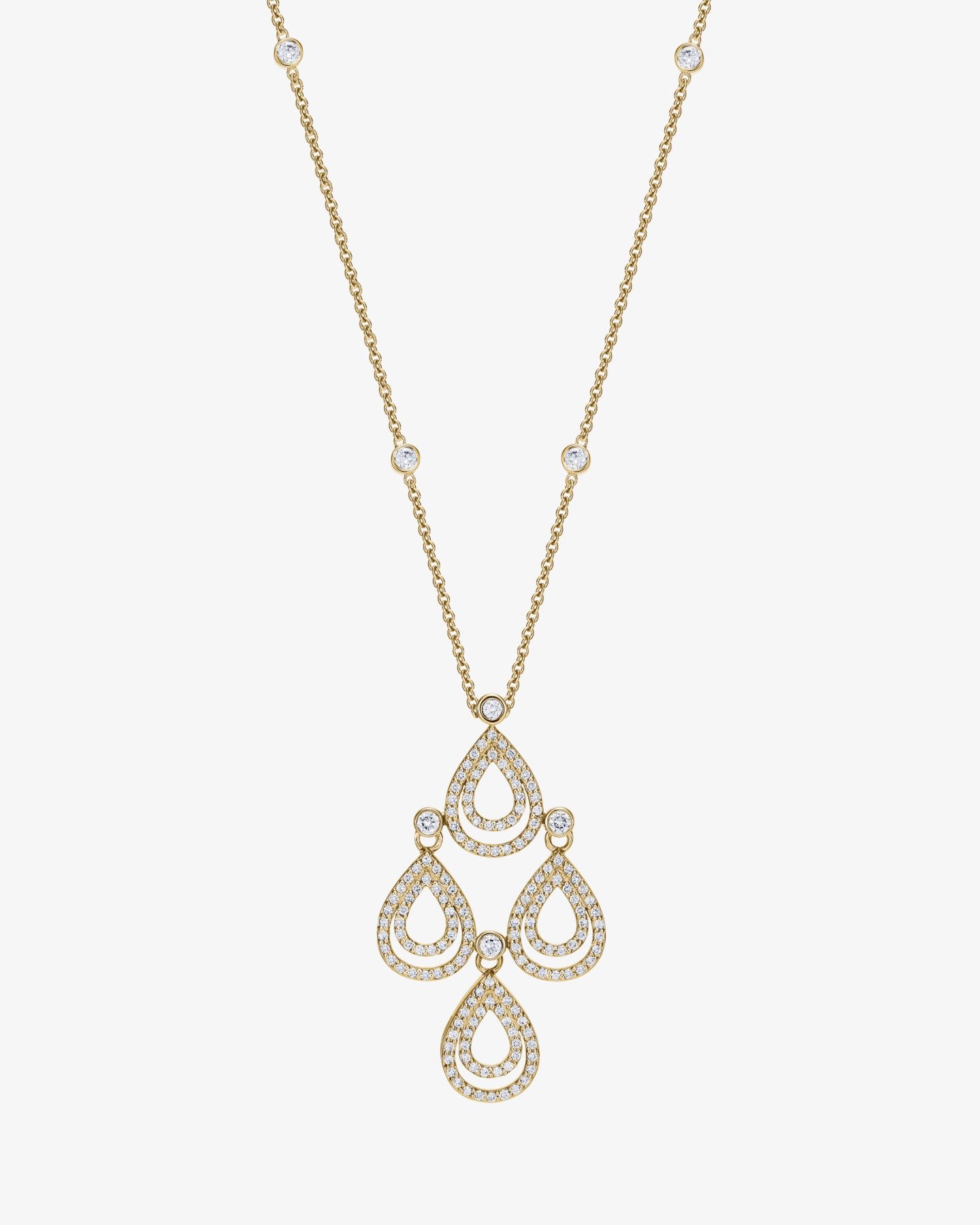 Naszyjnik Louvre Cascade No.1 z motywem kropel w żółtym złocie 585 z brylantami 1.00 ct