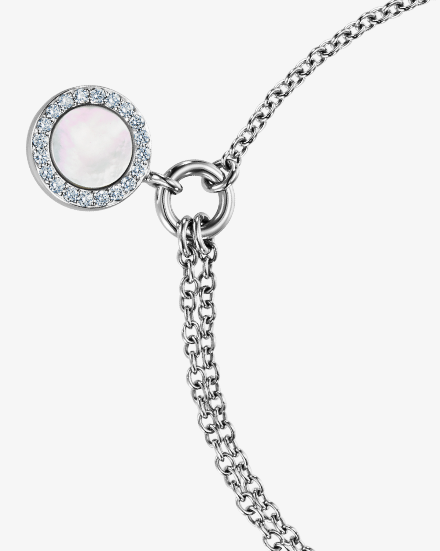 Bransoletka Art Deco z białego złota, brylantów i masy perłowej