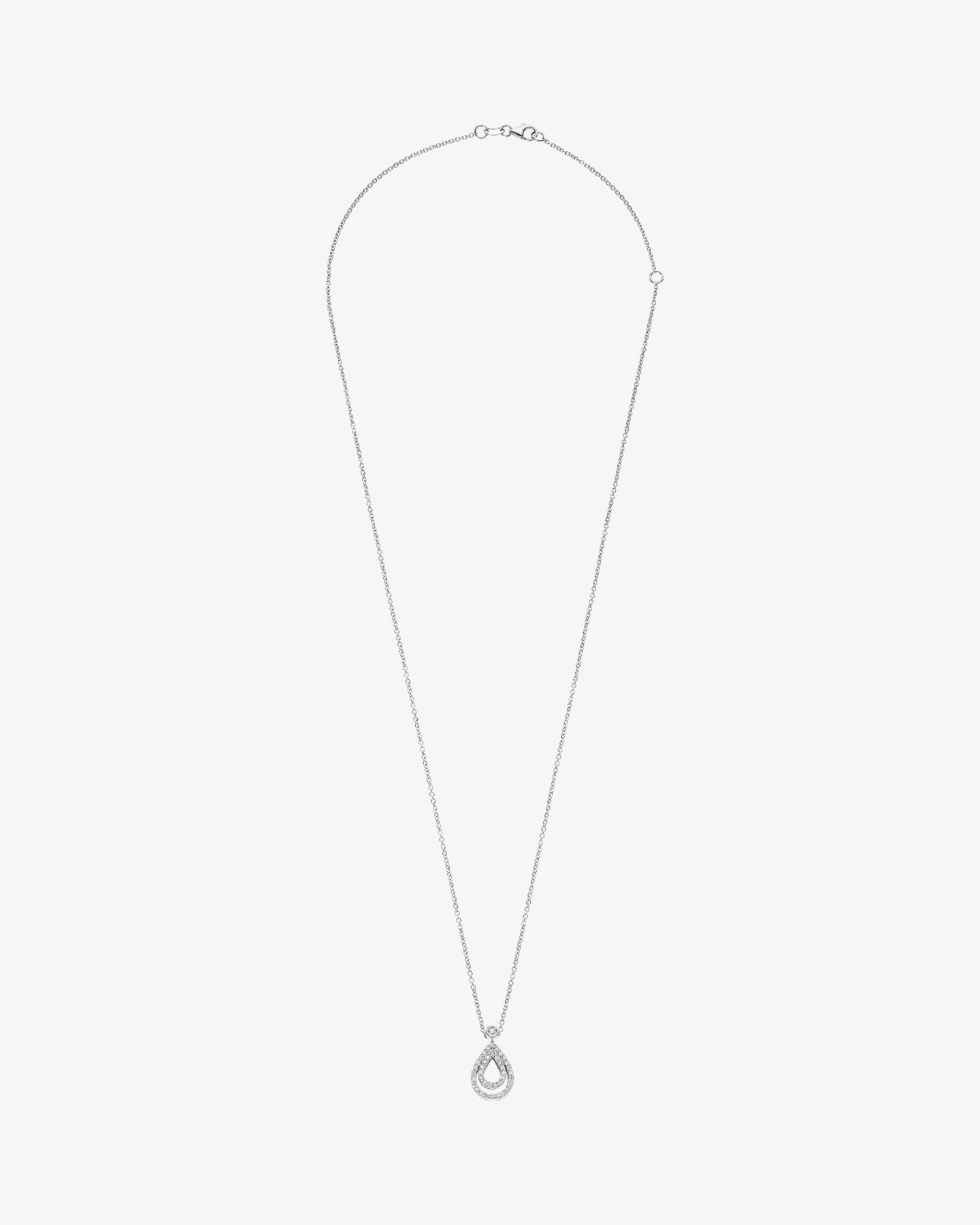 Naszyjnik z białego złota z zawieszką w kształcie kropli i diamentami 0.20 ct 