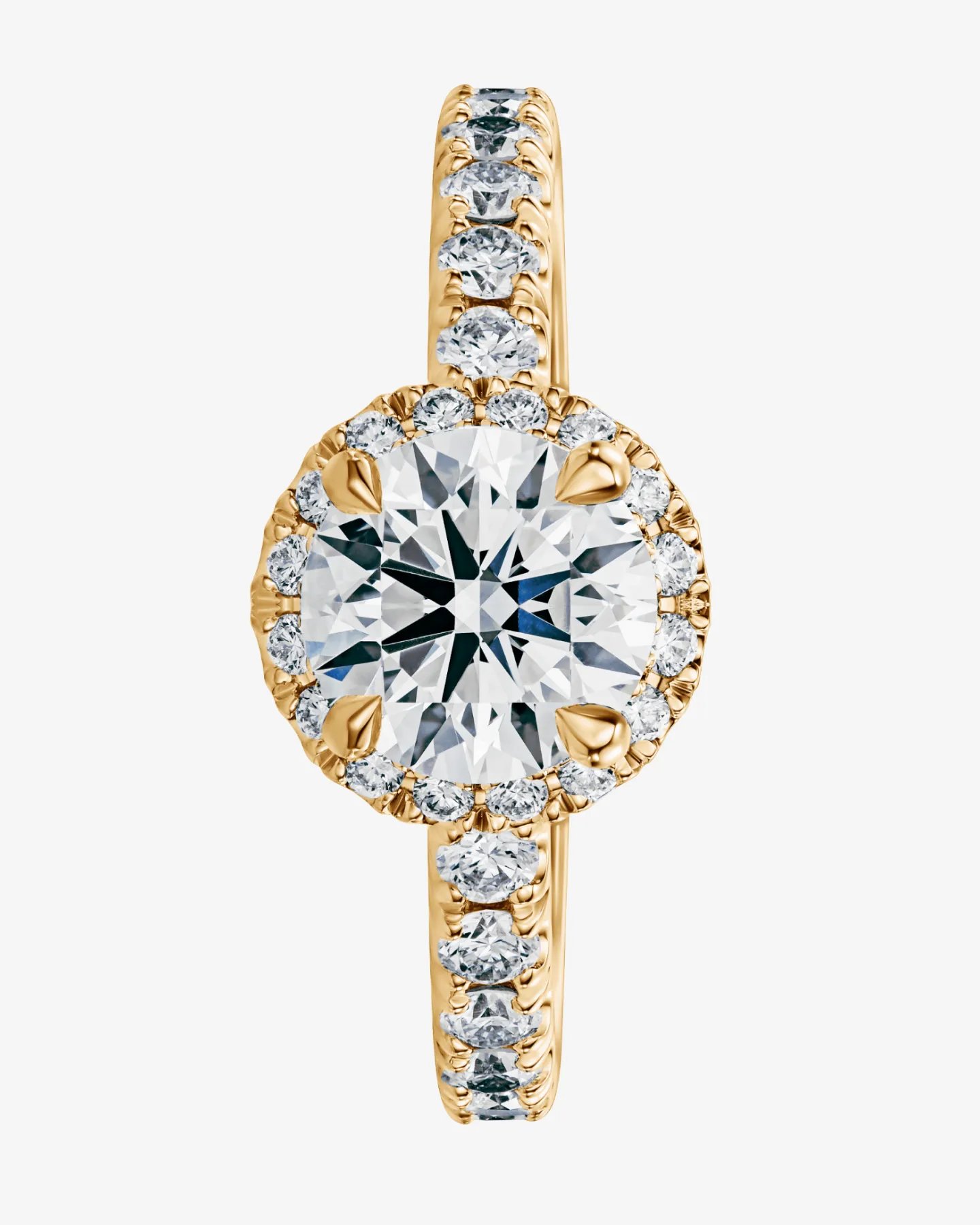 Pierścionek z diamentem 1.51 ct w szlifie brylantowym w żółtym złocie 750