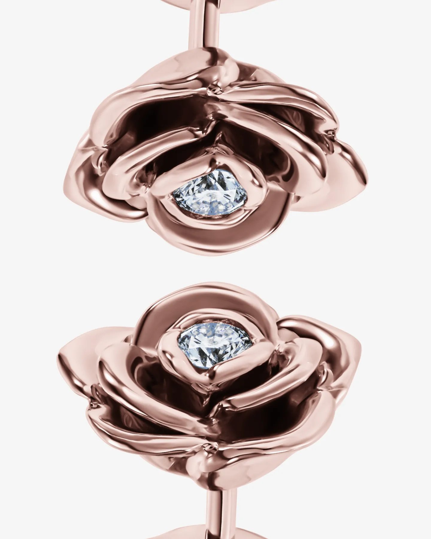 Kolczyki róże Malma'Rose z różowego złota 585 z brylantami naturalnymi 0.08 ct