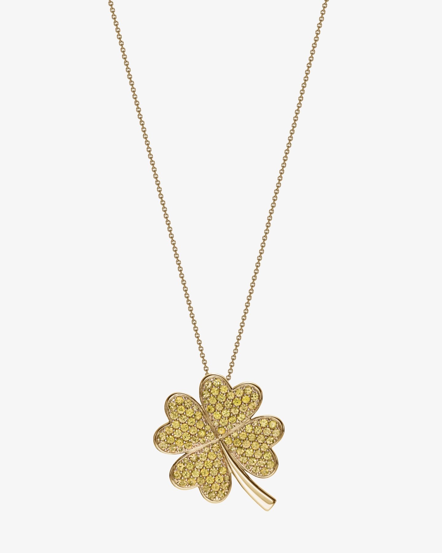 Zawieszka Chance czterolistna koniczyna z żółtymi szafirami 8.50 ct, żółte złoto 750