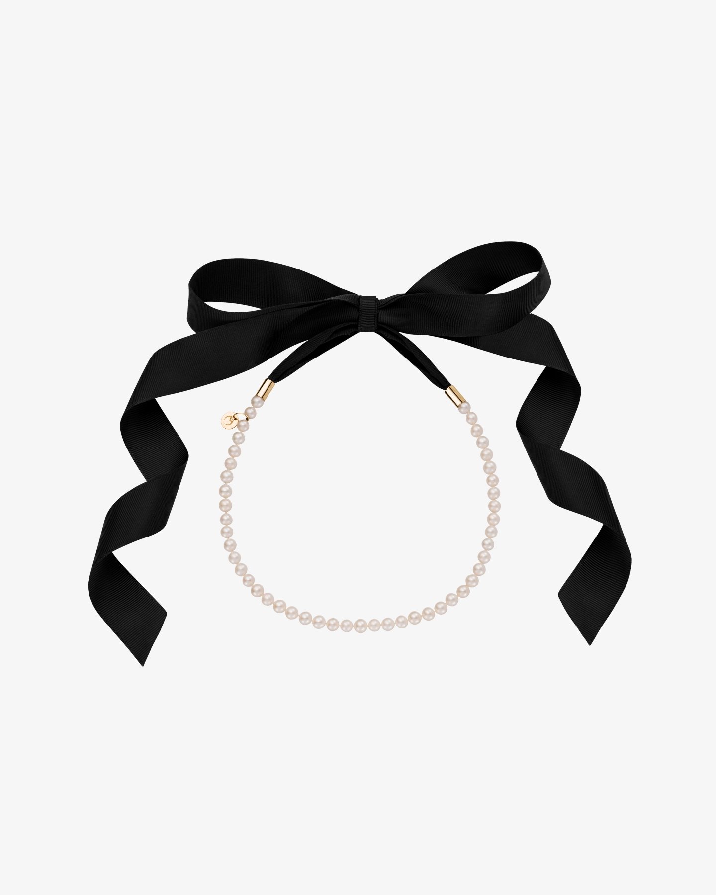 Choker z pereł naturalnych z czarną wstążką