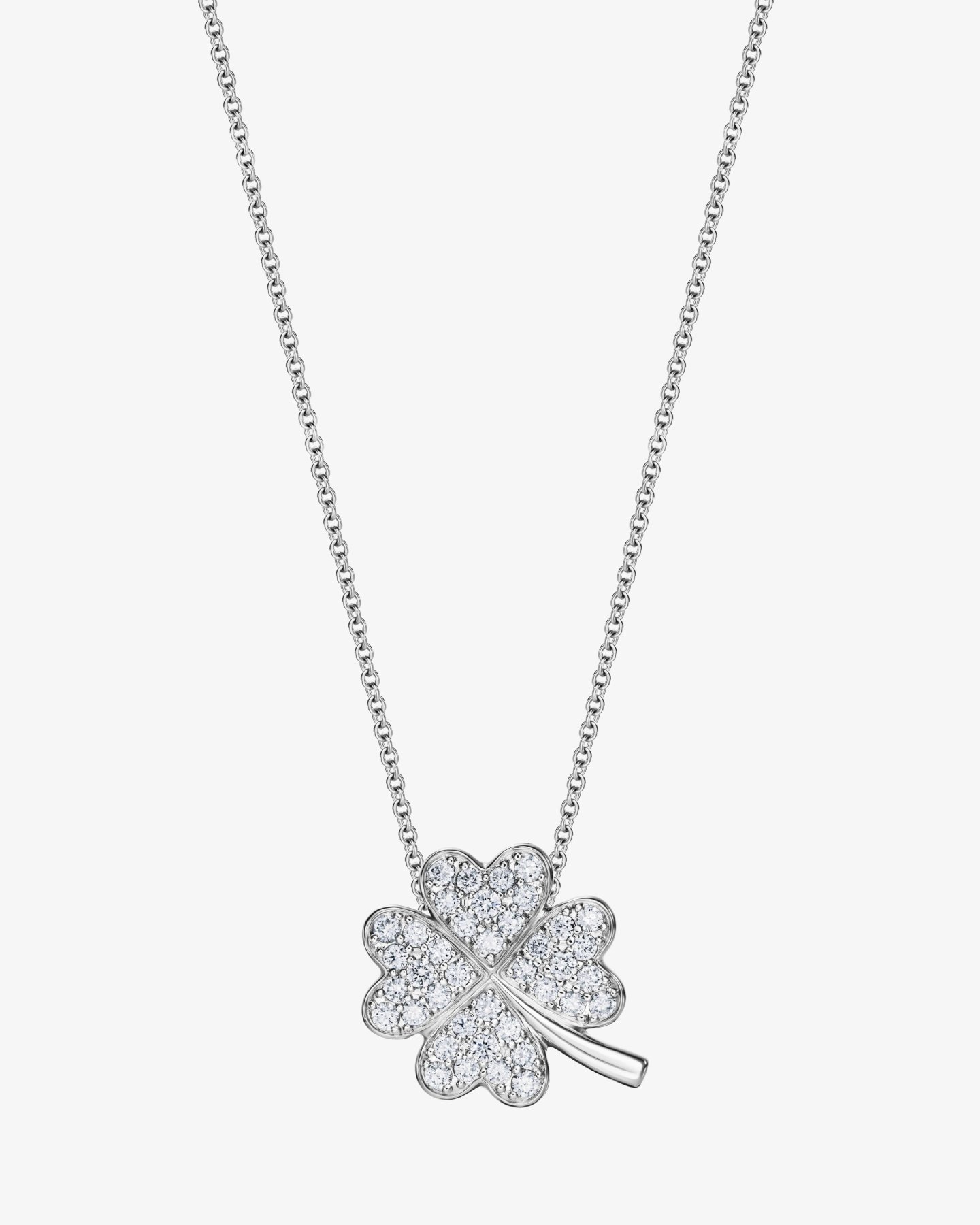 Zawieszka koniczyna z brylantami 0.55 ct z białego złota 750