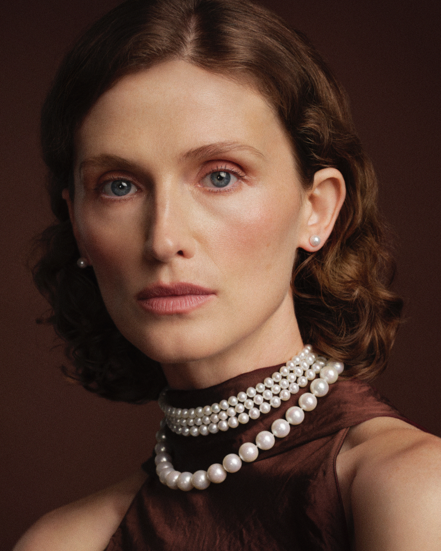 Kolczyki perły 7-7,5 mm na sztyft w białym złocie 750 Ombre de Perle