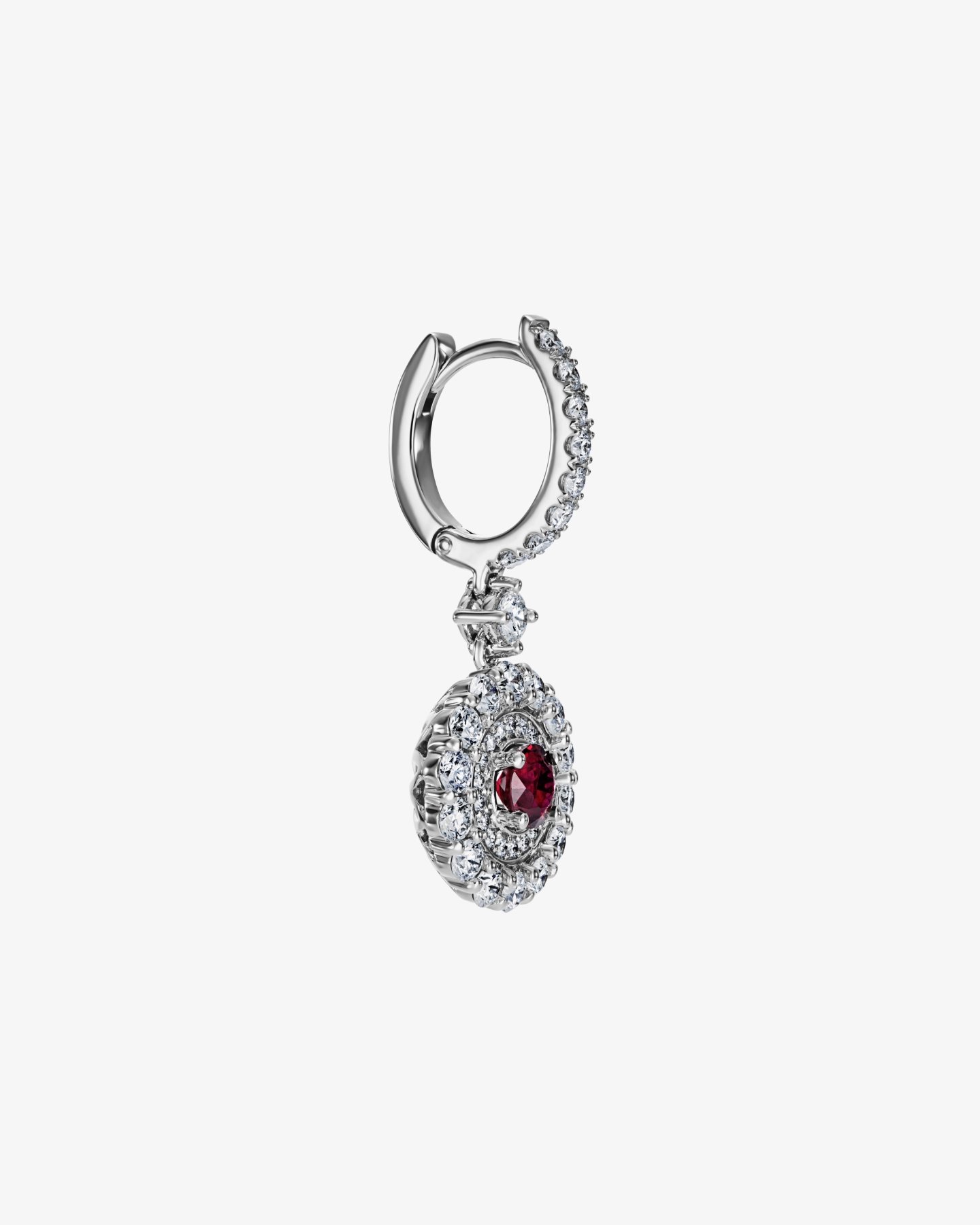 Kolczyki wiszące z rubinami 0.85 ct - białe złoto 750