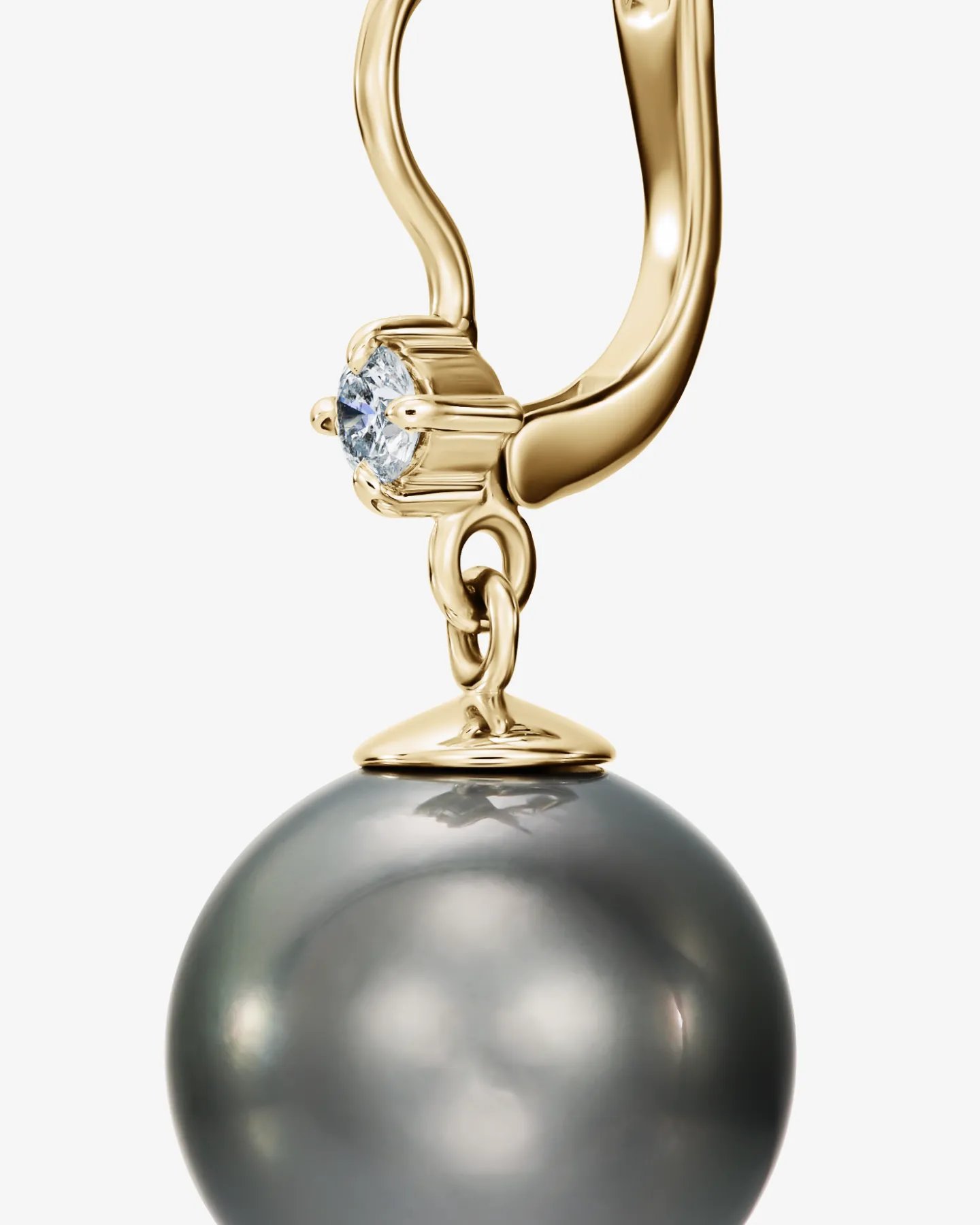 Kolczyki wiszące z czarnymi perłami Tahiti i brylantami