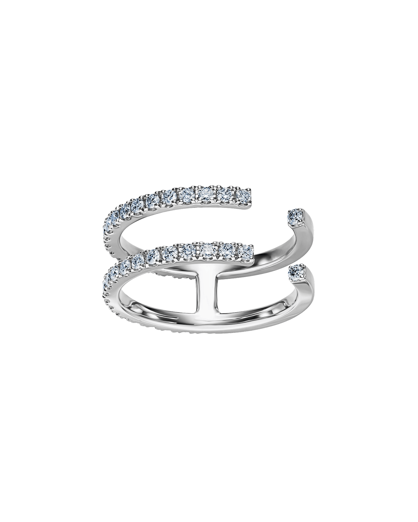 Pierścionek podwójny Cosmopolitaine z białego złota 750 i diamentów naturalnych 0.55 ct