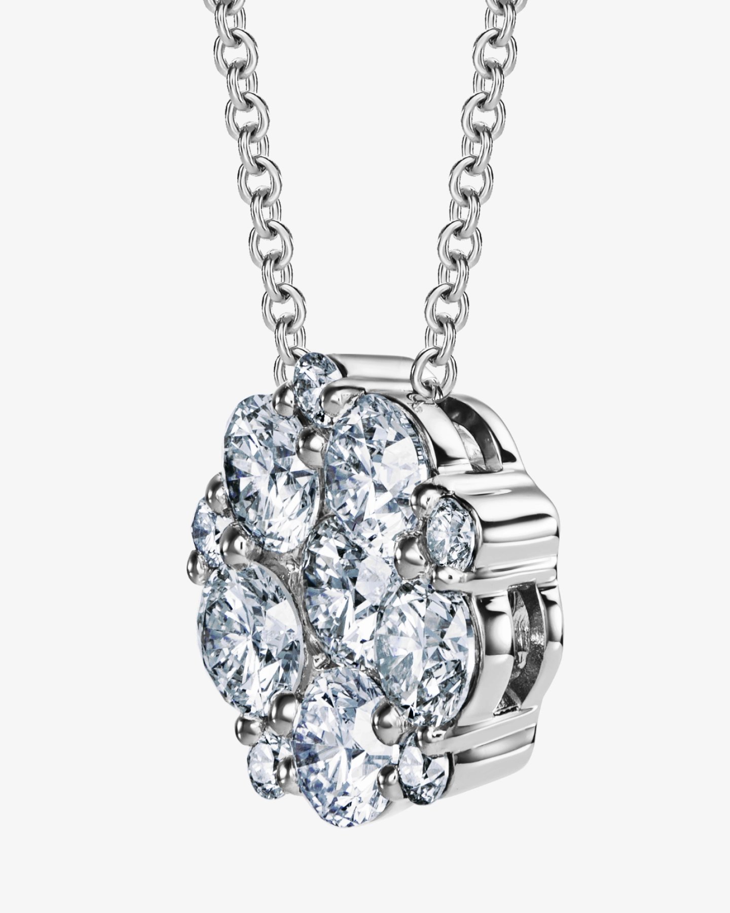 Naszyjnik  z brylantową zawieszką w formie kwiatu 1.00 ct - białe złoto 750