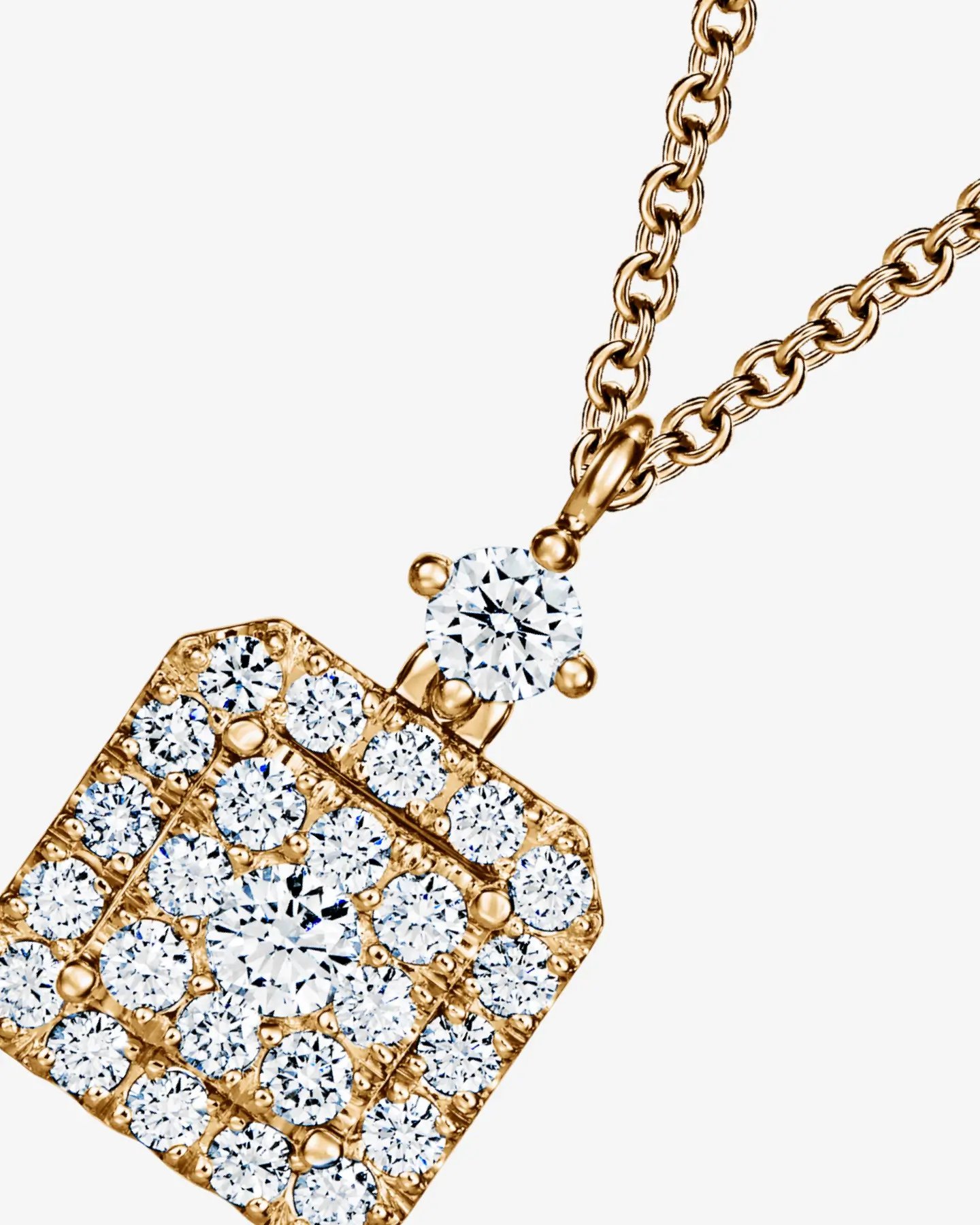 Naszyjnik Louvre Carré z żółtego złota, diamentami w szlifie Rose Cut z regulacją długości