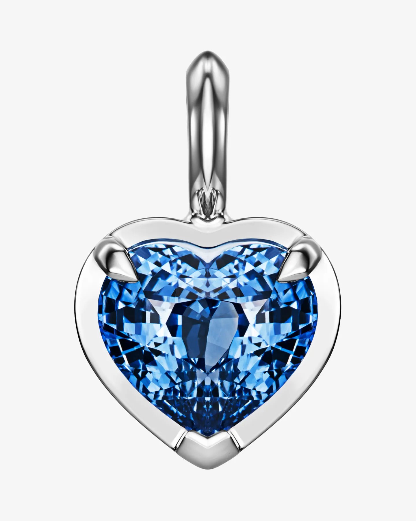 Zawieszka serce Coeur Bleu z białego złota 750 z cejlońskim szafirem