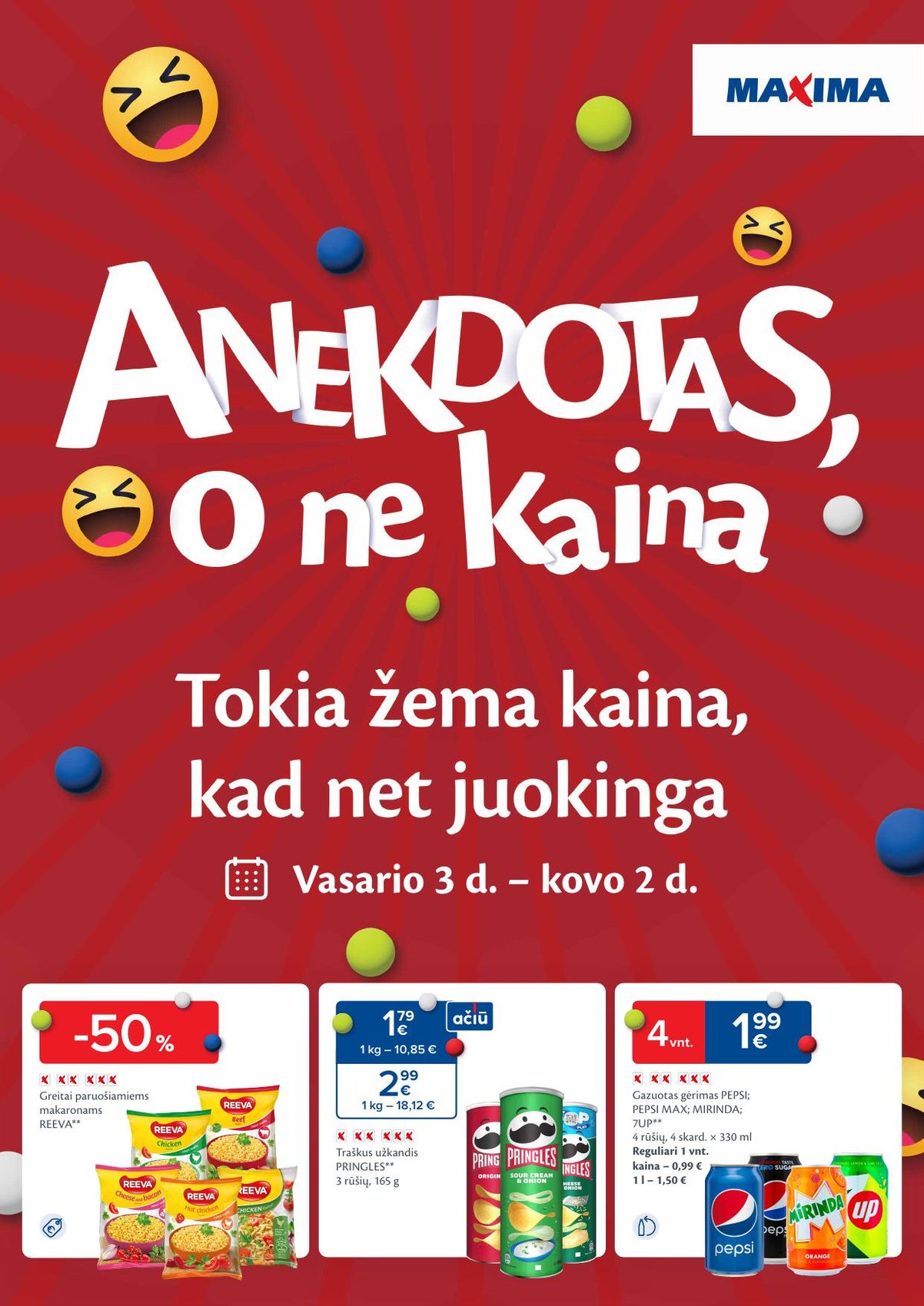 MAXIMA akcijų leidinys "Anekdotas, o ne kaina" galioja 2026.02.03 - 2026.03.02