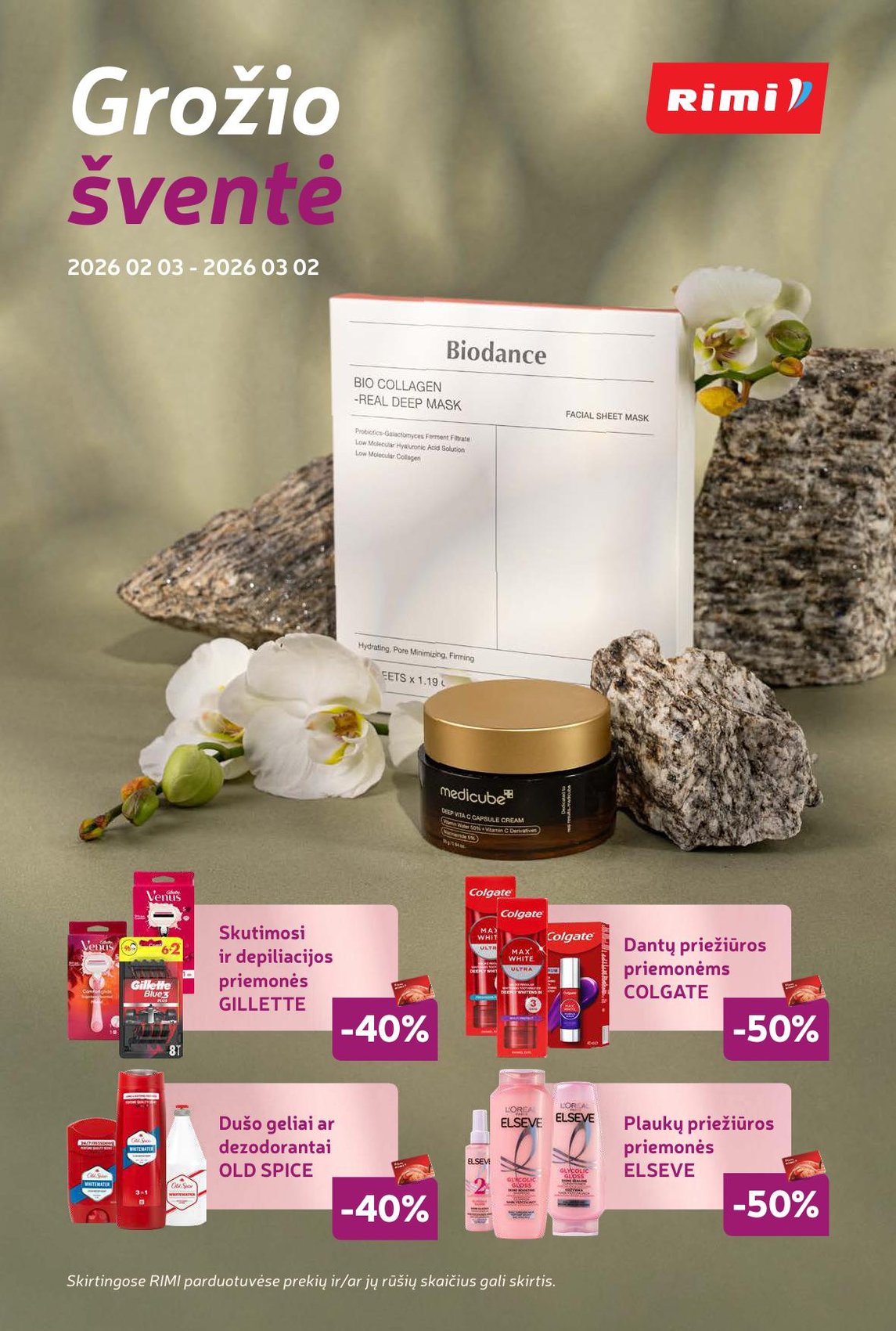 RIMI grožio prekiu katalogas "Viskas grožiui" 2026.02.03 iki 2026.03.02