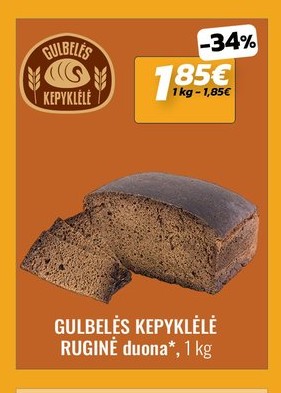 GULBELĖS KEPYKLĖLĖ RUGINĖ duona*
