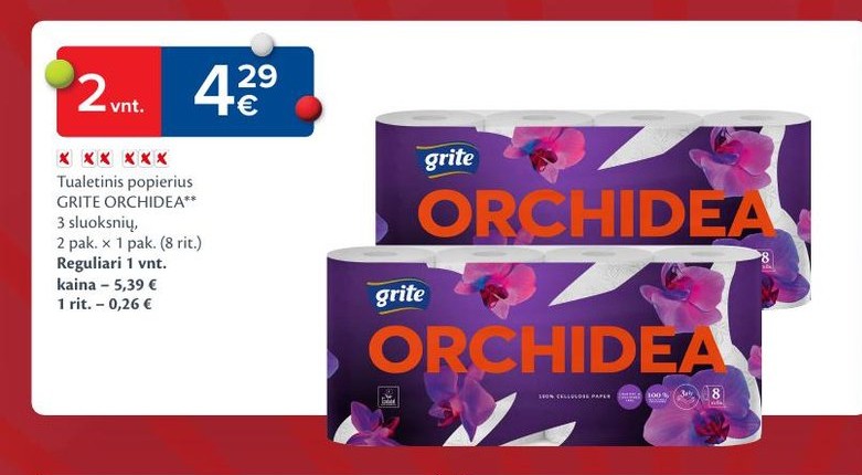 Tualetinis popierius GRITE ORCHIDEA**
