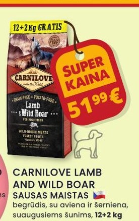 CARNILOVE LAMB AND WILD BOAR SAUSAS MAISTAS