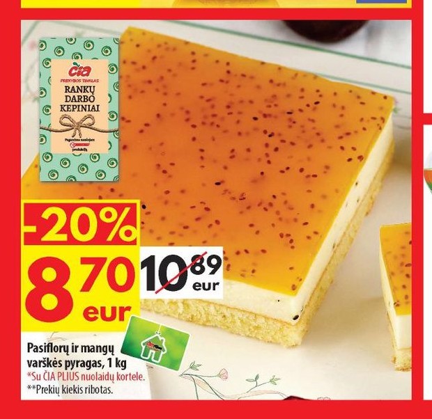 Pasiflorų ir mangų varškės pyragas