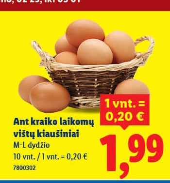 Ant kraiko laikomų vištų kiaušiniai