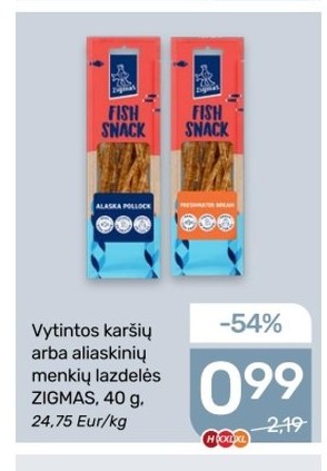 Vytintos karšių arba aliaskinių menkių lazdelės ZIGMAS