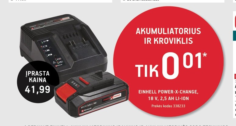 AKUMULIATORIUS IR KROVIKLIS EINHELL POWER-X-CHANGE