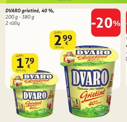 DVARO grietinė, 40 %,