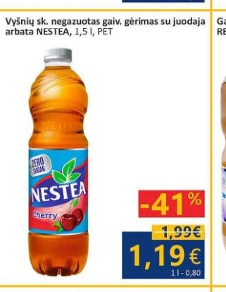 Vyšnių sk. negazuotas gaiv. gėrimas su juodąja arbata NESTEA