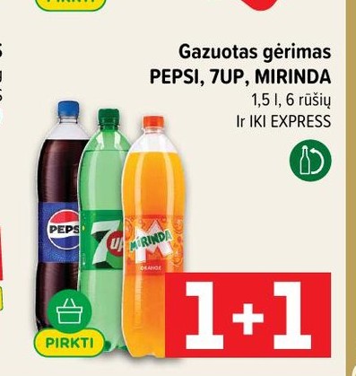 Gazuotas gėrimas PEPSI, 7UP, MIRINDA