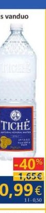 Negazuotas natūralus mineralinis vanduo TICHĖ