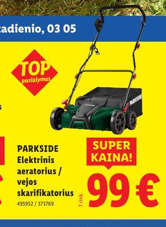 PARKSIDE Elektrinis aeratorius / vejos skarifikatorius