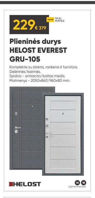 Plieninės durys HELOST EVEREST GRU-105