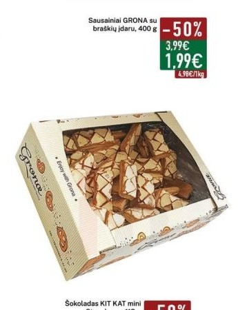 Sausainiai GRONA su braškių ĩdaru