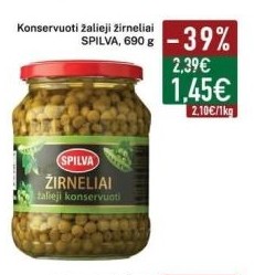 Konservuoti žalieji žirneliai SPILVA