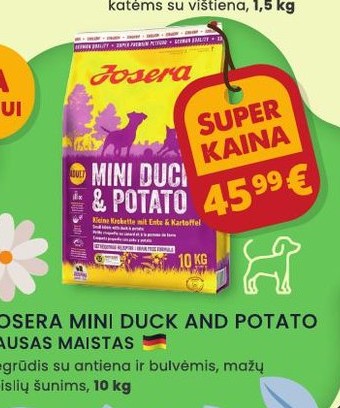 JOSERA MINI DUCK AND POTATO SAUSAS MAISTAS