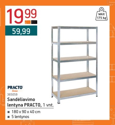 Sandėliavimo lentyna PRACTO, 1 vnt.