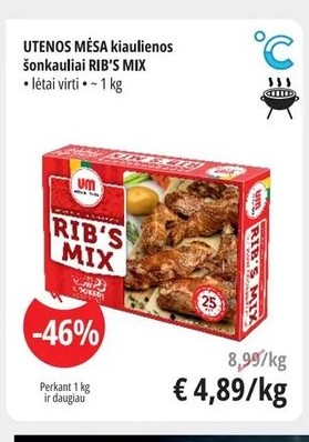 UTENOS MĖSA kiaulienos šonkauliai RIB'S MIX