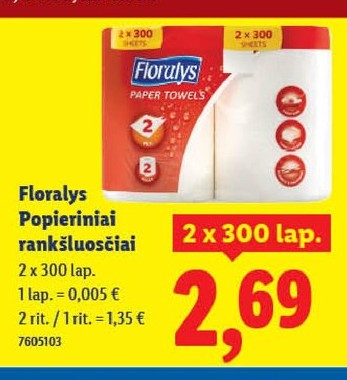 Floralys Popieriniai rankšluosčiai