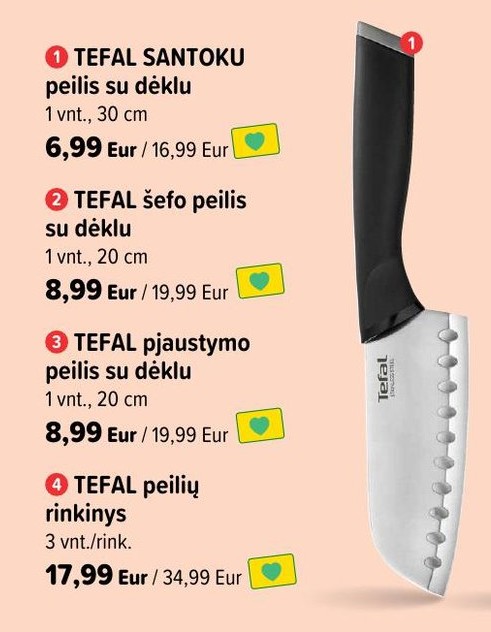 TEFAL SANTOKU peilis su dėklu