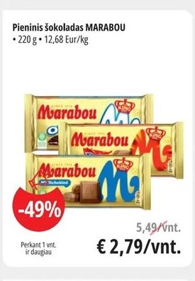 Pieninis šokoladas MARABOU