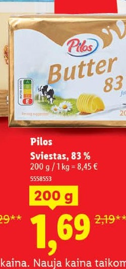 Pilos Sviestas, 83 %