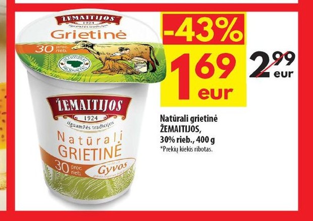 Natūrali grietinė ŽEMAITIJOS